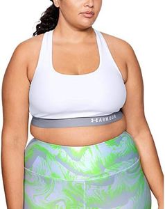 Under Armour Women's Mid Impact Crossback Sports Bra, White/Steel, X-Large
