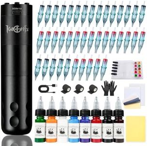 Dragoart Tattoo Gun Kit Wireless, 10000Rpm Knight Tattoo Pen Coreless Motor, 40*Cartridge Needle 5*Supplies Holder 8*Tattoo Ink, 1300mAh Tattoo Gun Starter Kit Professional for Beginners & Artists