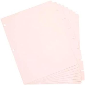 Paper Junkie 12 Sets Pink 8 Tab Dividers for 3 Ring Binder, Paper Binder Separators with Tabs, Bulk Pack of 96 Total Page Dividers for School, Work, Home, Office Supplies (Letter Size, 9.5x11 in)