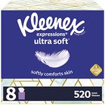 Kleenex Expressions Ultra Soft Facial Tissues, 8 Cube Boxes, 65 Tissues per Box (520 Total Tissues)