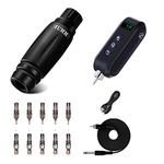Mummy Rotary Tattoo Pen Machine Kit with 10pcs Cartridge Tattoo Needles Wireless Power Supply(black)