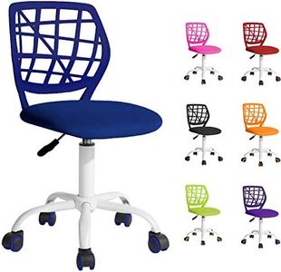 BELTOM Silla de Escritorio para niñas Niños Youth. Silla ergonómica giratoria a 360°. Ajustable en Altura para el hogar y la Oficina. Sin apoyabrazos con Respaldo - Azul