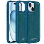 amazon basics Premium PU Leather Series with TPU Sides, Drop Protection | Camera Protecton, Back Case Cover for iPhone 15 6.1"- Blue