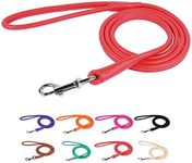 CollarDirect Rolled Leather Dog Leash 4ft, Soft Padded Training Leather Dog Lead 6ft, Puppy Leash Rolled Leather Small Medium Large Black Blue Red Orange Green Pink White (Red, Size L 6ft)