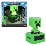 Paladone Minecraft Creeper Icon Alarm Clock - Creeper Glow Mode - Battery Powered - Kids Alarm Clock for Boys