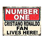 Metal Sign Plaque Poster Print Number One Cristiano Ronaldo Fan Lives Here Gift Dad Mum Man Cave Shed Home Bar Ref5619 (8x6 inches (Approx) 20cmx15cm)