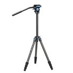 SIRUI ST-124+VA-5 Carbon Fiber Tripod with Fluid Video Head, Triangular Centre Column, Waterproof, Travel Tripod for Cameras, 4 Sections, 62.2inch, Load 6.61lbs