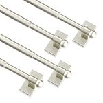 Coquilles Multi-Use Adjustable Magnetic Curtain Rods for Doors, Windows, Tool Boxes, 16-28 Inch, Easy Installation，4-Pack，Nickel