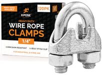 Wire Rope Clamp for Stainless Steel Wire Rope - 1/4" Galvanized U Bolt Style Cable Clips - For Guy Line, Metal Fence, Antenna, Clothesline, Rigging Hardware, Batting Cage - by Xpose Safety Pack of 120