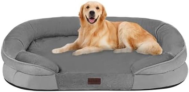 Dwanton Lit orthopédique pour chiens de grande taille, canapé imperméable avec support en mousse d'œuf, lit lavable avec coussin traversin à quatre côtés, avec housse amovible et fond antidérapant,