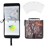 PFILERSO Fishing Tackle Binder Lure Biat Organized Storage Bag for Soft Worms Rigs Jigs and Lines Fishing Tackle Wallet Case with 15+5pcs Transparent Thickened Ziplock Bag (Tree Camouflage)