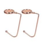 kwmobile Purse Hooks for Table - Set of 2 Metal Handbag Hook Holder Hand Bag Hanger for Tables, Desks, Rose Gold