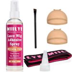 MIILYE Wig Glue Spray for Front Lace Wig 4oz/ 120ml, Daily Melting Spray for Lace Wigs, Wig Melting Spray, Strong Hold Lace Bond Spray, Temporary Wig Glue Spray Lace Melting kit with Wrap Headband