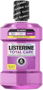 Listerine Total Care Intense Taste Classic Antibacterial Mouthwash (1000ml), Fresh Mint Blast Flavour With 6-in-1 Benefits, Helps Reduce Plaque and Freshens Breath