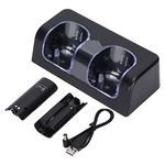 Charging Station for Wii Controller with Batteries, Stable Portable Dual Charging Dock for Wii Game Controller, Wii Accessories (Black)