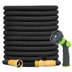 25 FT Expandable Garden Hose – Ultra Lightweight Retractable Water Hose for Balcony & Small Gardens, No Kink Flexible Hose with 8-Pattern Nozzle, Solid Brass 3/4" Fittings