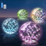 Pool Light Solar Powered,15.7 inch Solar Floating Pool Lights, Inflatable IP68 Waterproof Lights for inground Pool, Light-Sensitive LED Transparent Light Ball Outdoor Decorative RGB Color Light