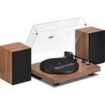 Vinyl Record Player Turntable with Speakers (36W) Wireless Bookshelf HiFi Stereo System Support USB Recording Magnetic Cartridge Built-in Phono Preamp RCA Output Counterweight Iron Platter Belt Drive