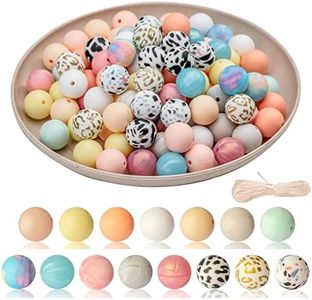 JKHONKAS 100 Pieces 15 mm Silicone Beads, DIY Keychain Necklace Bracelet Round Beads, Leopard Cow Print Beads Jewelry Making Silicone Accessory Kit for Jewelry Necklace Home Decor DIY Craft Supplies