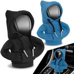 2pcs Car Gear Shift Knob Hoodie, Mini Hoodie Shifter Cover, Automotive Interior Decoration, Gear Shifter Stick Protector, Auto Manual Transmission Lever Cover, Black & Blue