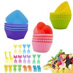 DQZSY 44 Pcs Bento Lunch Box Accessories for Kids,Includes 24 Pcs Thicken Silicone Cupcake Liners,20 Cute Animal Food Picks, Easy to Preparing Lunch and Make Lunchtime Fun with Our Kids