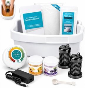 Ionic Foot Bath Detox Machine for Home Use & Salon, Ion Cleanse Foot Detox Machine with Tub, 2 Reusable Arrays, 90 Disposable Liners, 3 Sea Salts, 30-Min Auto-Off