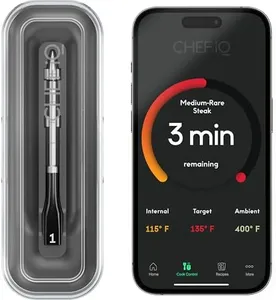 CHEF iQ Sense Smart Wireless Meat Thermometer with Ultra-Thin Probe, Unlimited Range Bluetooth Meat Thermometer, Digital Food Thermometer for Remote Monitoring of BBQ Grill, Oven, Smoker, Air Fryer