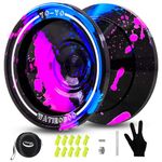 WATIEOBOO Metal Yoyo Professional, Responsive Yoyo for Kids Beginners, Unresponsive Yoyo for Adults Intermediate-Advanced Players with U Type KK Bearing + Glove and 10 Replacement Yoyos Strings