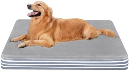 Magic Orthopedic Bed for Large Dogs, Super Soft 2-Layer High Density Foam, No Installation Non-Slip Bottom Mattress With Removable Washable Cover, Grey-Stripe