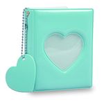 3 Inch Mini Photo Album Holder Organizer Book, 32 Pockets Storage Fabric Bag Mini Photo Album Mirror-like Photocard Binder Small Photo Card Book Love Heart Photocard Id Holder 16 Photocard Sleeves