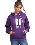 FUNKY MONKEY Women's Cottonblend Hooded Neck Hoodie (BTS_PURPLE_HOODIE_Dark Purple_XL)