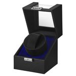 SONGMICS Automatic Double Watch Winder Box with Quiet Motor, for 2 Watches, with LED Light, Adjustable Pillow, Lock, 4 Winding Settings, Includes a USB-C Charging Cable, Black JWB031B01