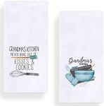 Grandma's Gift Kitchen Dish Towels, 18 x 28 Inch Mother's Day Anniversary Grandmother Tea Towels for Cooking Baking Set of 2