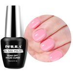 NXJ INFILILA Nude Gel Polish, Transparent Jelly Nude Sheer Pink Gel Polish, Soak off UV Nail Gel Polish, DIY Nail Art at Home Professional Nail Salon Translucent Nail Polish 15ml (Color 19)