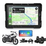 Wireless CarPlay&Android Auto Motorcycle Navigator 5Inches IPS Touch Screen Motorbike Navigation Device 12-24V Dual Bluetooth Built-in Speaker IP66 Waterproof+Dual Camera Recorder