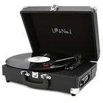 LP&No.1 Vinyl Record Player, 3-Speed Record Player with Dual Stereo Speakers, Auto-Stop Switch, Vintage Belt-Drive Turntable with RCA Output | AUX in, Black