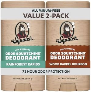 Dr. Squatch Natural Deodorant for Men - Odor-Squatching Aluminum Free - Rainforest Rapids & Wood Barrel Bourbon (2.65 oz, 2-Pack)