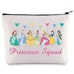 BWWKTOP Princess Squad Cosmetic Makeup Bag Princess Group Gifts Belle & Ariel & Tiana & Aurora Zipper Pouch Bag Princess Merchandise, Princess Squad, Bag