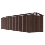 vidaXL Galvanized Steel Garden Shed with Ample Storage, Convenient Handles, Ventilated Design, Sloping Roof - Brown