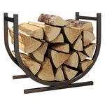 DOEWORKS Small Decorative Indoor/Outdoor Firewood Racks Fireside Log Rack, Black