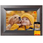 KODAK 10.1 Inch Smart WiFi Digital Photo Frame 1280x800 Touch Screen, Auto-Rotate, Built in 32GB Memory, Digital Picture Frame Share Moments Instantly via Kodak App from Anywhere(Wood)