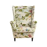 CRFATOP 2 Piece Stretch Wingback Chair Cover Printed Wing Chair Slipcovers Spandex Fabric Wingback Armchair Covers With Elastic Bottom For Living Room Bedroom Wingback Chair,06, Multicolor