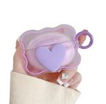 Cat Care Compatible with Airpods 4 (2024) Pouch Case Cover, Soft Silicone Case Cover with Key-Chain, 360° for Airpods 4 Gen Full Protective Pouch Case (Heart Purple)