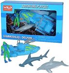 Wild Republic Dolphin, Hammerhead, Speed Boat, Oars, Scuba Diver, Gifts for Kids, Adventure Playset, 6 Piece Set