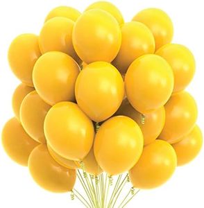 Prextex 75 Yellow Party Balloons 12 Inch Yellow Balloons with Matching Color Ribbon for Yellow Theme Party Decoration, Weddings, Baby Shower, Birthday Parties Supplies or Arch Décor - Helium Quality