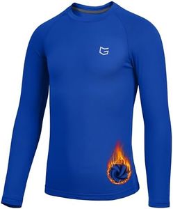 G Gradual Youth Boys Compression Thermal Shirt Long Sleeve Fleece Undershirt for Boy Football Baseball Soccer Base Layer(Royal Blue,XS)