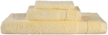 Ultra Soft Luxury Bath Towels Set of 3, 1 Oversized Bath Towel 1 Hand Towel 1 Washcloth, 100% Cotton Turkish Towels for Bathroom, Highly Absorbent,Quick Drying Larger Bath Towel Sheets-Yellow Towel