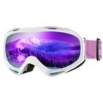 OutdoorMaster OTG Ski Goggles - Over Glasses Ski/Snowboard Goggles for Men, Women & Youth - 100% UV Protection (Revo Purple VLT17%)