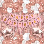 Party Propz Birthday Decoration Items For Girls - 49 Pcs Happy Birthday Decorations For Girl | Rose Gold Birthday Decoration Kit For Wife | Rose Gold Balloons For Birthday Decorations - Paper