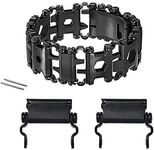 ONELANKS Stainless Tool Bracelet for Men Compatible for LEATHERMAN TREAD and Watch Band 29 in 1 Survival Hiking Camping Travel Friendly Multitools Wearable Bracelet （Black）